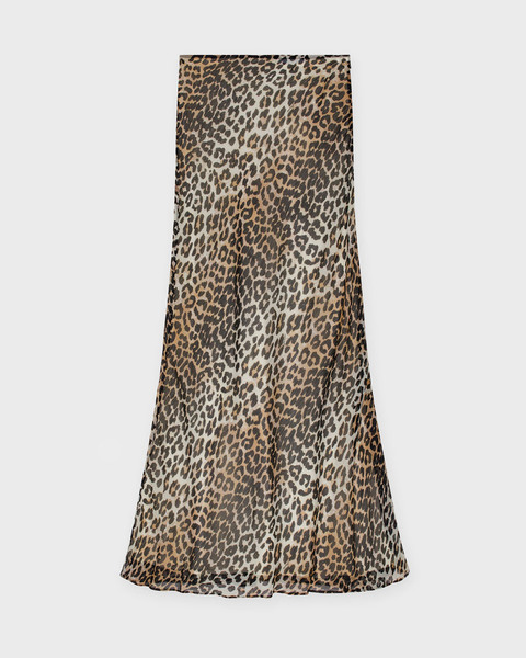 Skirt Printed Chiffon Maxi Leopard 1