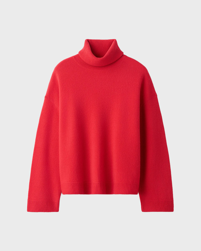 Striktrøje Folded Turtleneck Red