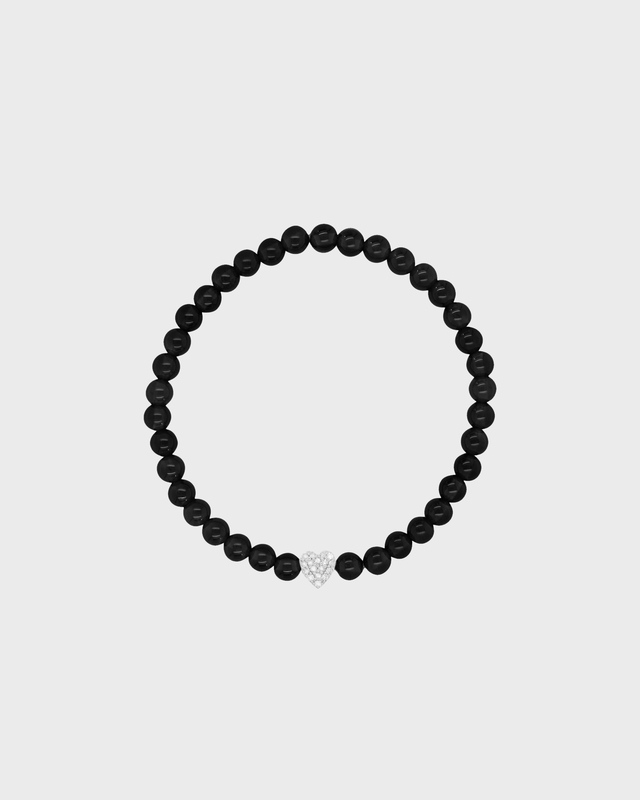 CBYC Bracelet Mod Black Onyx Heart Silver ONESIZE