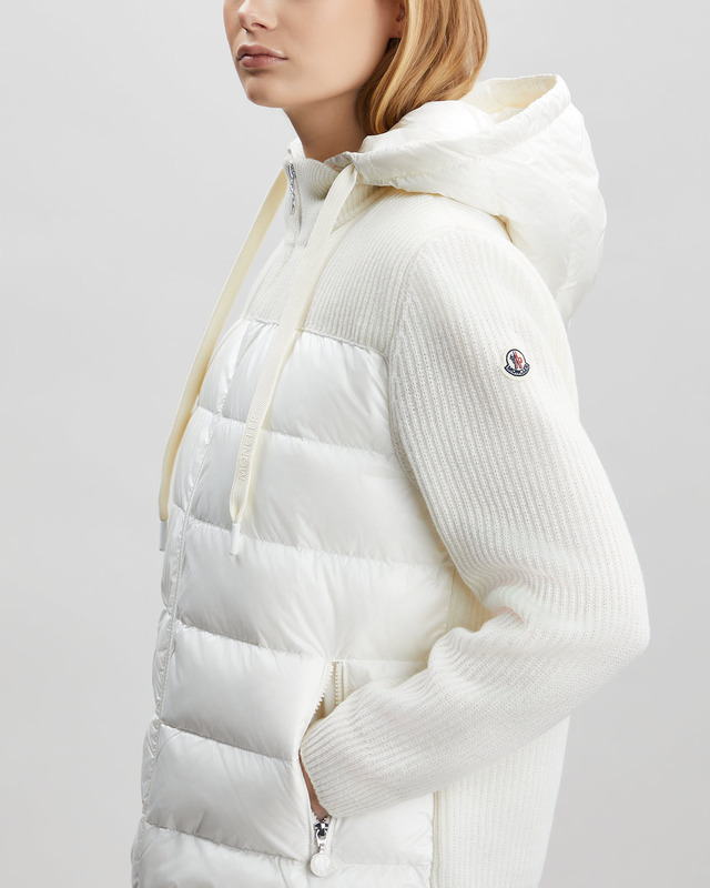 Moncler Kofta Wool Padded Hoodie Offwhite L