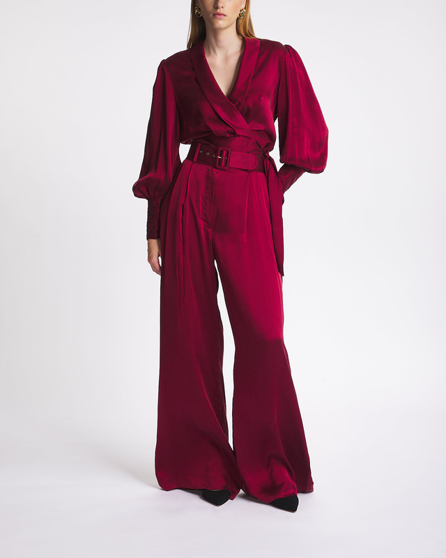 ZIMMERMANN Silk Tuck Pant Burgundy  1 (S-M)