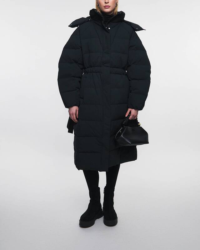 Ganni Jacket Tech Seersucker Puffer Black XXS/XS