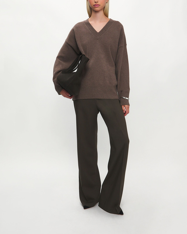 RÓHE Tröja Classic V-Neck Jumper Taupe 38