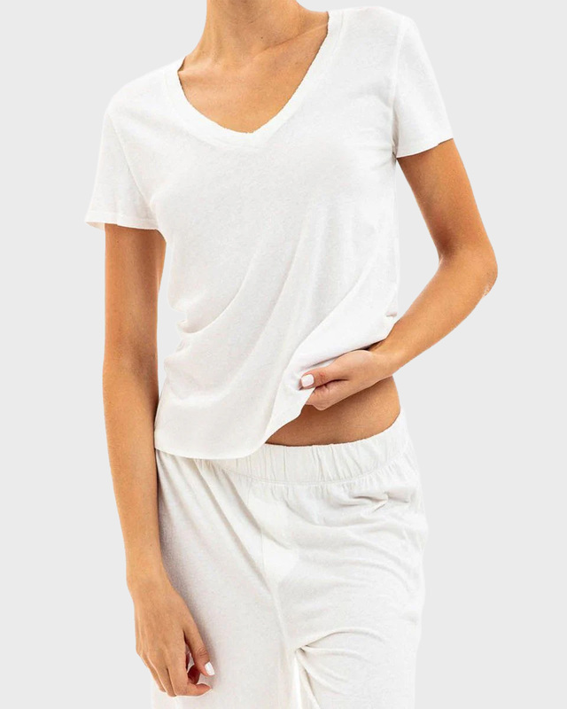 Éterne Topp V-Neck T-Shirt Ivory S