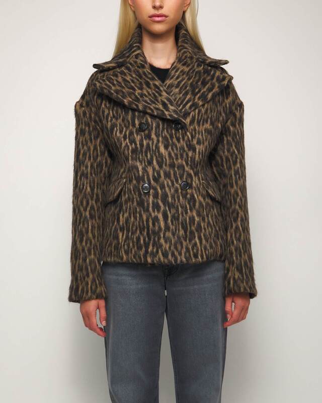 Teurn Studios  Jacket Fitted Leo Peacoat Leopard 34