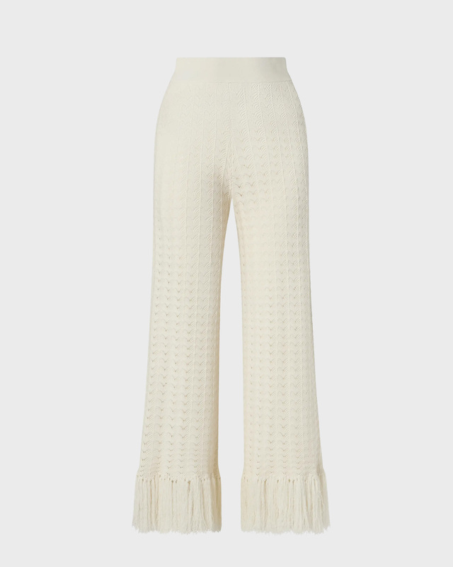 Pants Alycia Knitted Fringe White