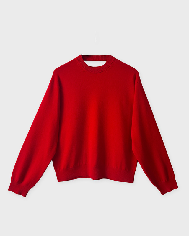 Sweater Crewneck Open Neck Röd
