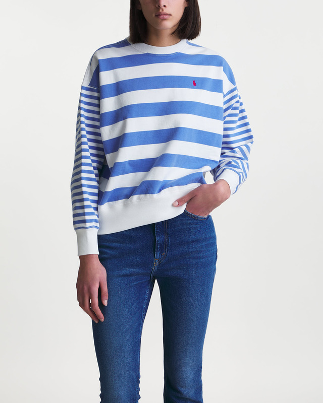 Polo Ralph Lauren Sweatshirt Relaxed Long Sleeve Stripe Vit/blå XL