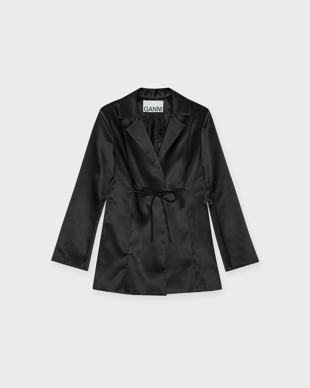 Ganni Blazer Double Satin Tie String  Black 34