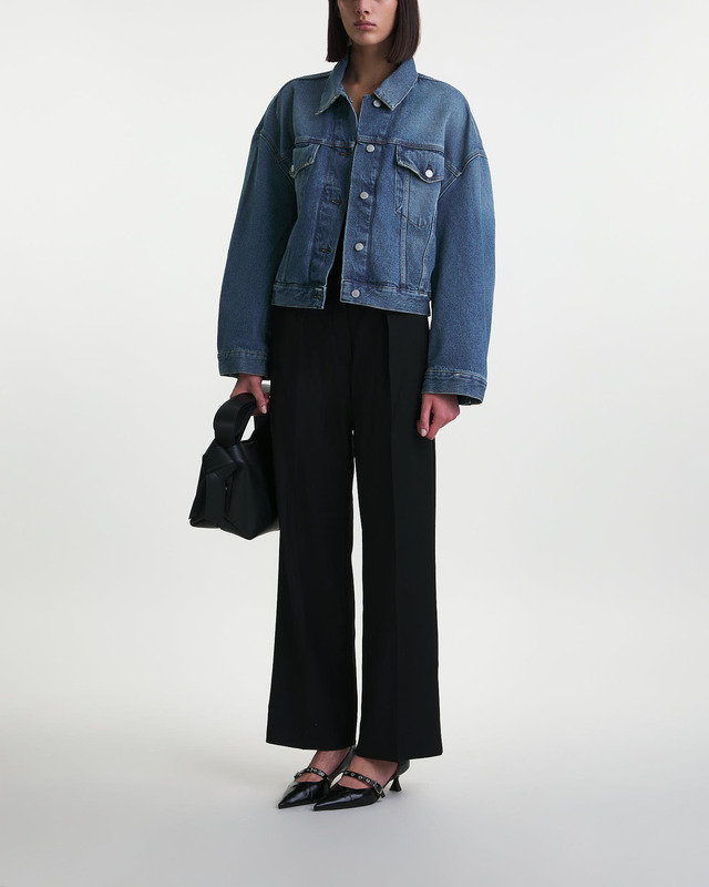 Acne Studios Jeansjacka Relaxed Cropped Fit Blå 38