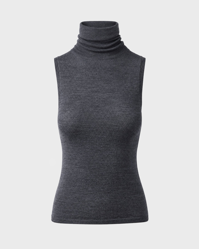 Topp Sleeveless Merino Turtleneck Dark Grey