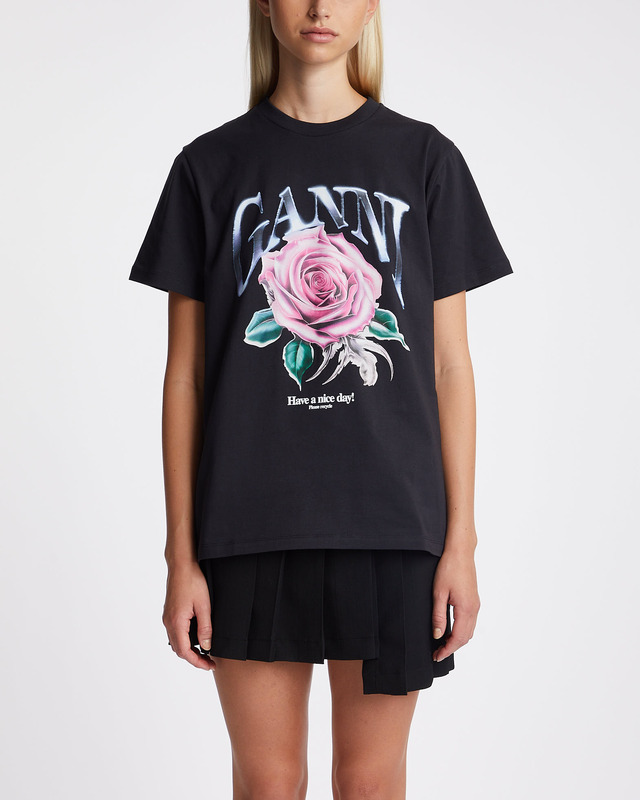 GANNI T-shirt Basic Cotton Rose Phantom  XL