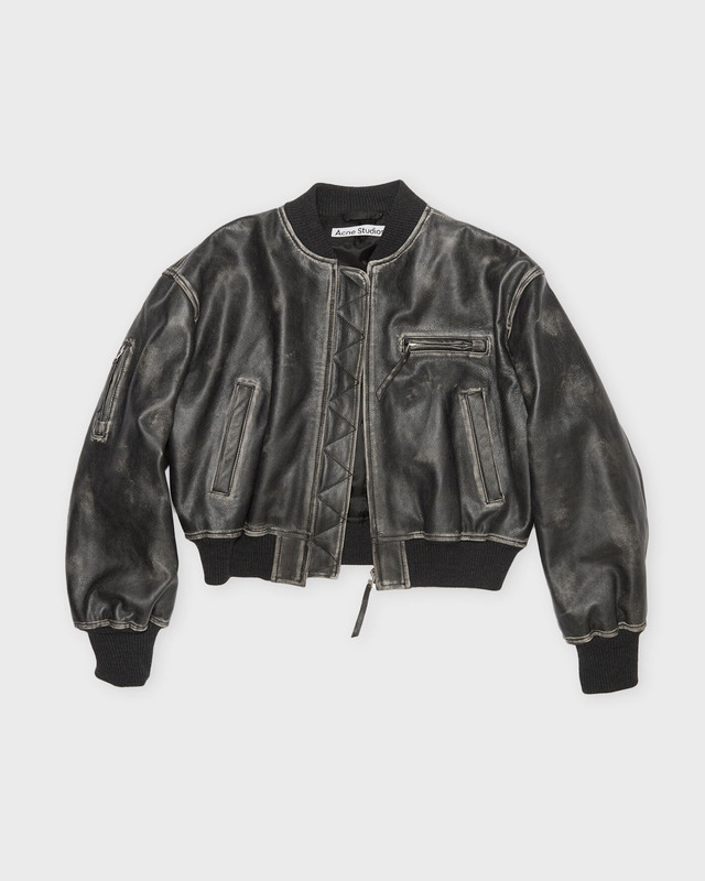 Acne Studios  Leather Bomber Jacket Black 40