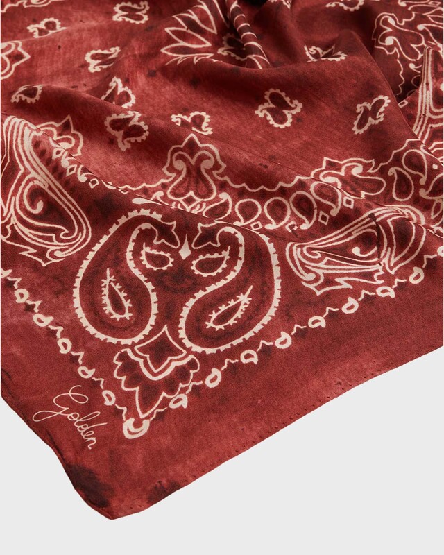 Sjal Foulard Paisley Print Silk Dark Red