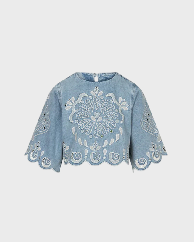 Blouse Denim Richelieux Cropped Denim