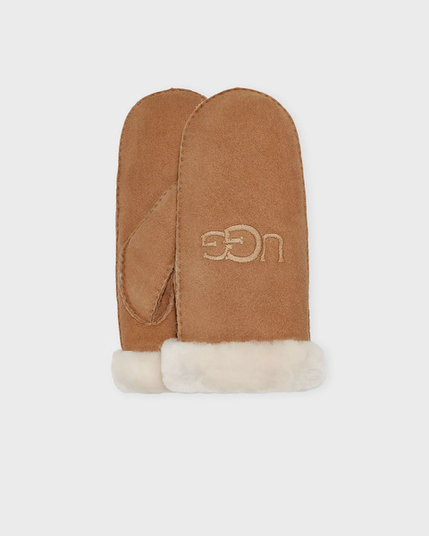 Mitten W Shearling UGG Embroider Chestnut 1