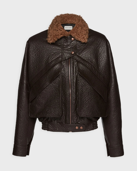 Jacket Vintage Embossed Leather Bomber Brown 1