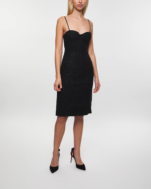 ROTATE Birger Christensen Dress Boucle Midi  Black 38