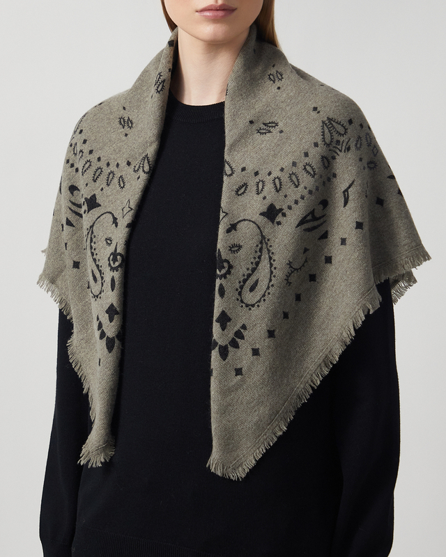 Hachiko Cashmere Bandana Scarf  Khaki