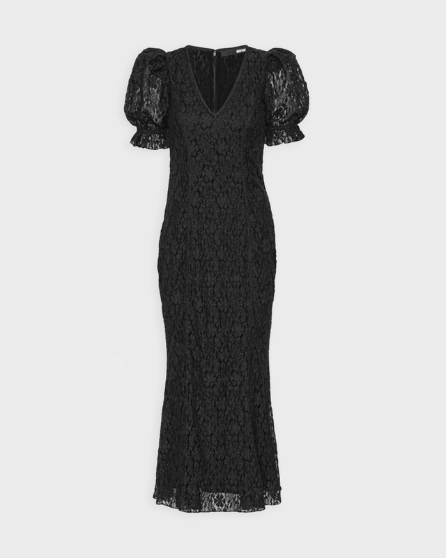 ROTATE Birger Christensen Dress Lace Puff Sleeve Black 38