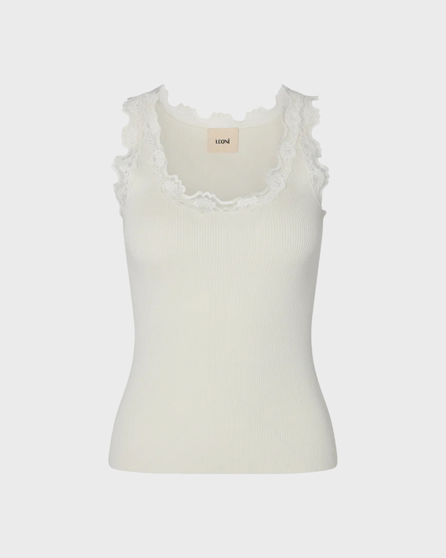 Top Älma Lace-trimmed Ribbed Silk Egg Shell