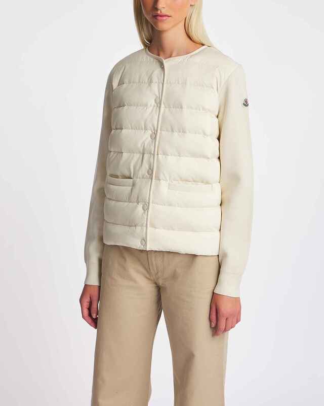 Moncler Cardigan Quilted Front Ivory S