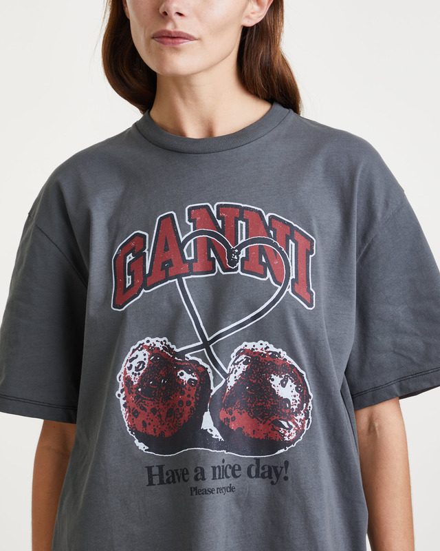 Ganni T-Shirt Future Heavy Cherry Grå S