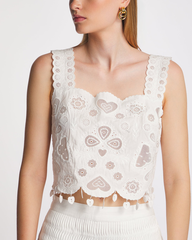 Sea New York Top Jeanetta Eyelet Cropped White XS