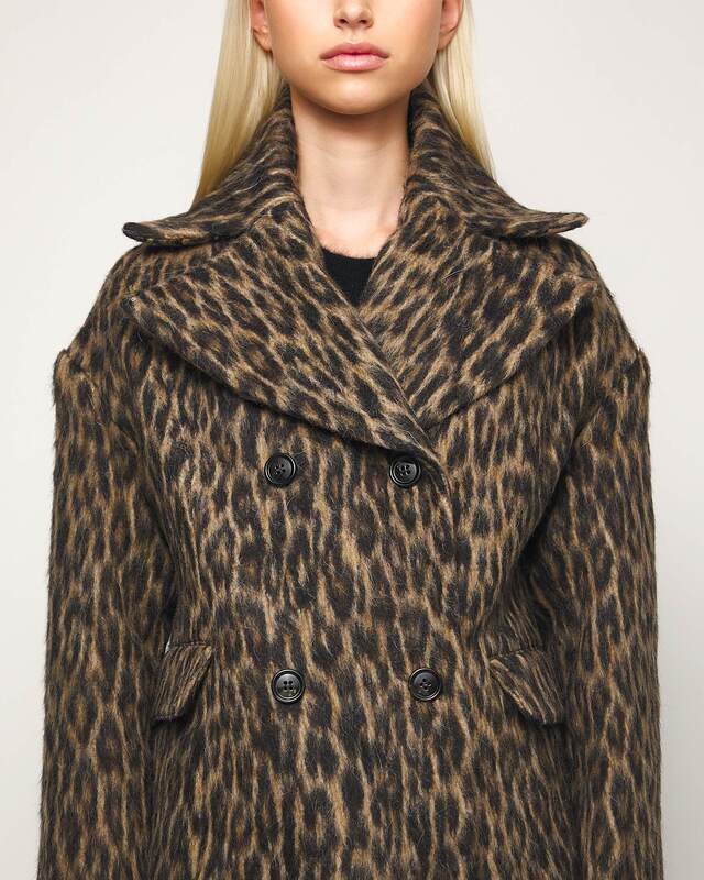 Teurn Studios Jacka Fitted Leo Peacoat Leopard 34