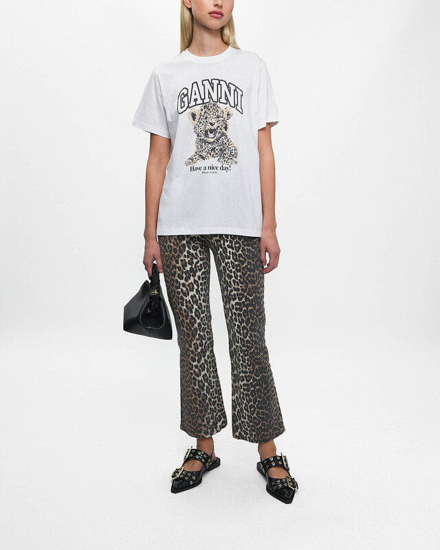 Ganni T-Shirt Basic Jersey Leopard Relaxed Leopard XS