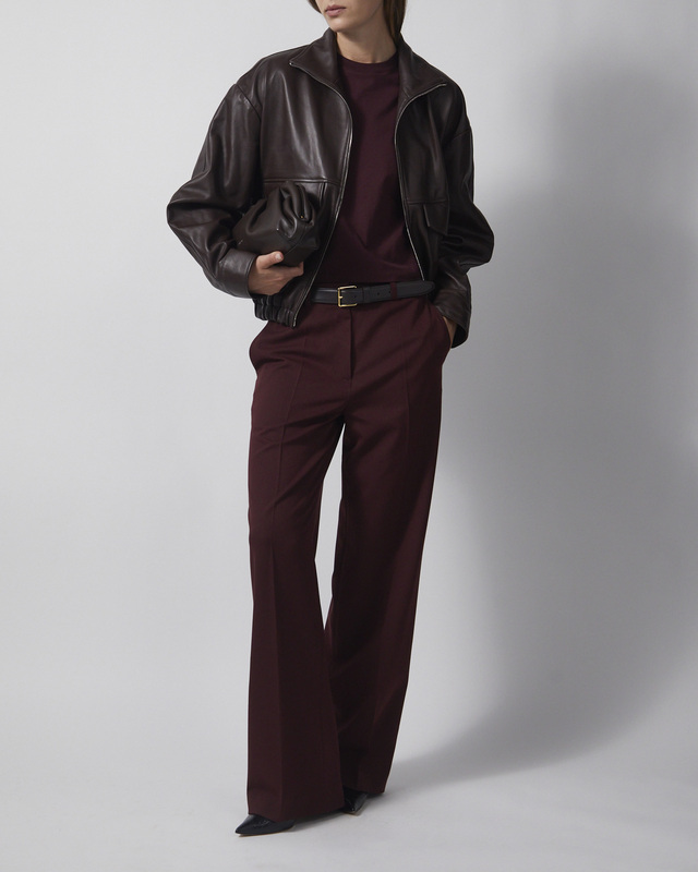 Jacka Leather Funnel Neck Dark Brown