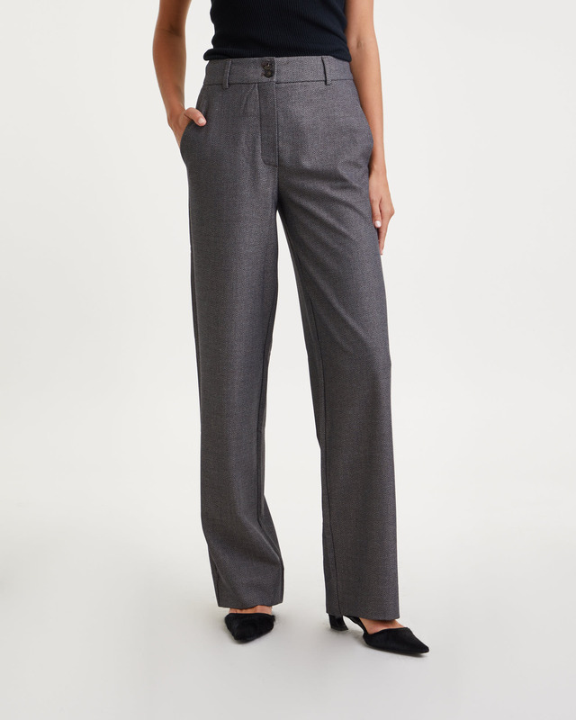 High Waisted Straight Trouser (Large Scale Brown Herringbone