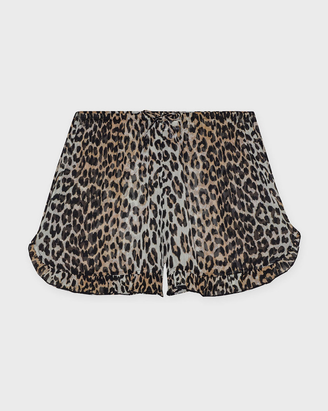 Ganni  Shorts Chiffon Ruffle Leopard 38