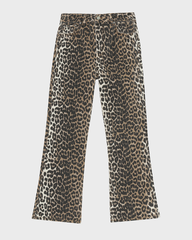 Ganni Jeans Print Denim Betzy Cropped Leopard 29