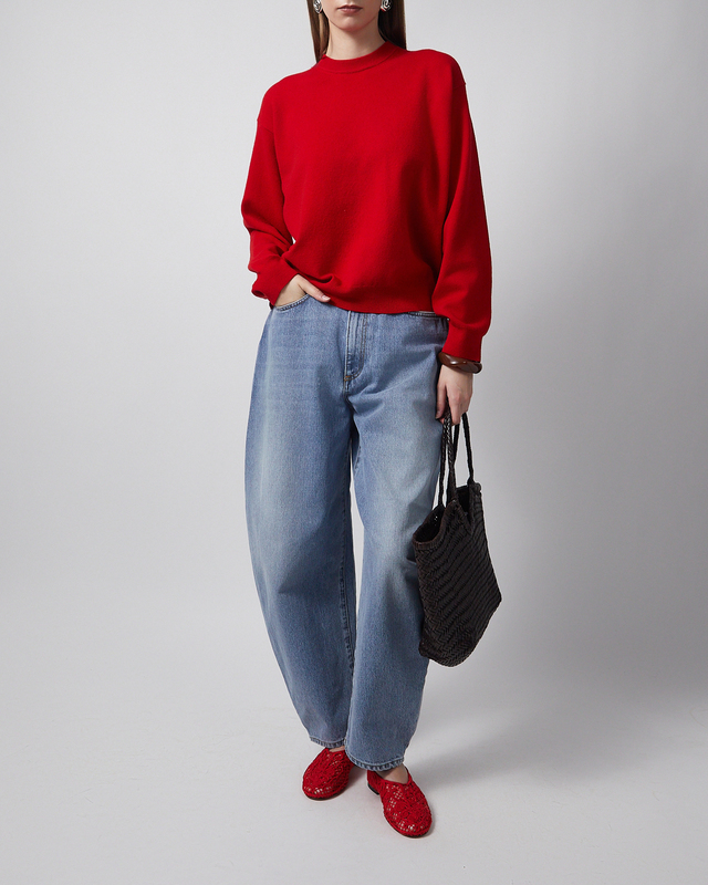 Sweater Crewneck Open Neck Röd