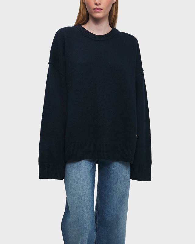 Ganni Sweater Boiled Wool O-Neck Blue XXS/XS