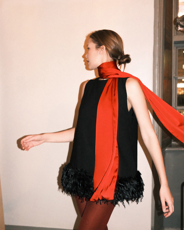 Scarf Narrow Satin Röd