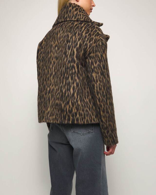 Teurn Studios Jacka Fitted Leo Peacoat Leopard 34