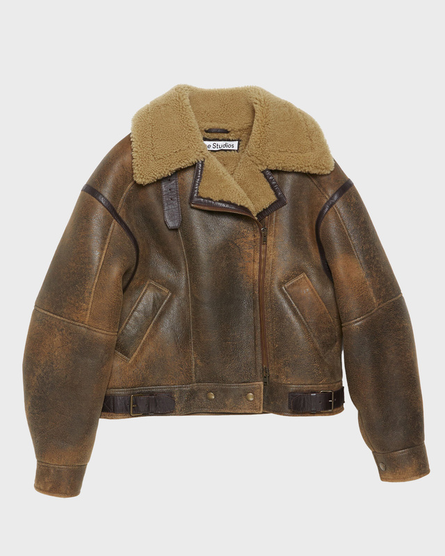 Acne Studios  Jacka Shearling Leather Brun 34