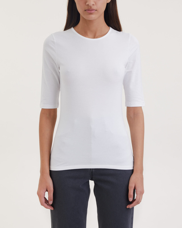 Filippa K T-Shirt Cotton Stretch Elbow Sleeve White L
