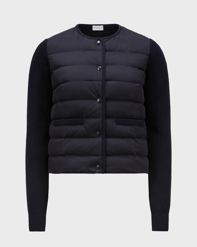 Moncler Cardigan Quilted Front Black S