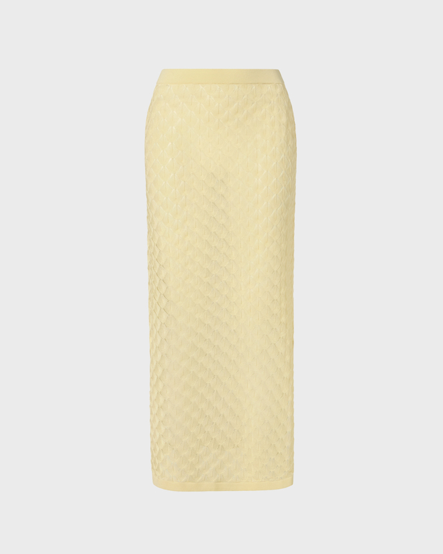 Nederdel Fannie Pointelle Knitted Maxi Light Yellow