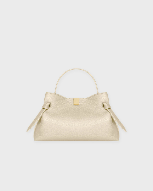 Väska Gyoza Pebble Grain Leather Creme