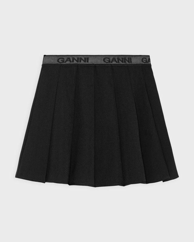 Ganni Skirt Light Twill Pleated Mini Black 42