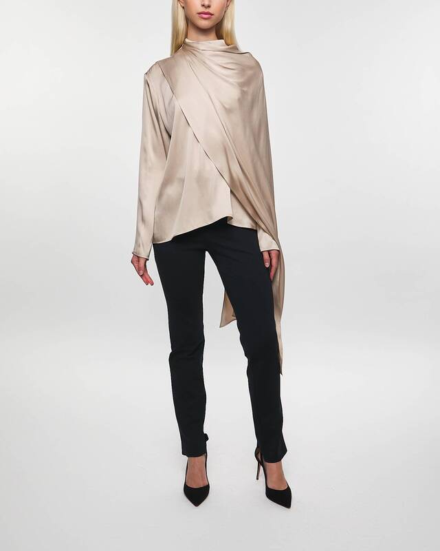 Magda Butrym Blouse Cape-Effect Silk Beige FR 40 (EUR 38)