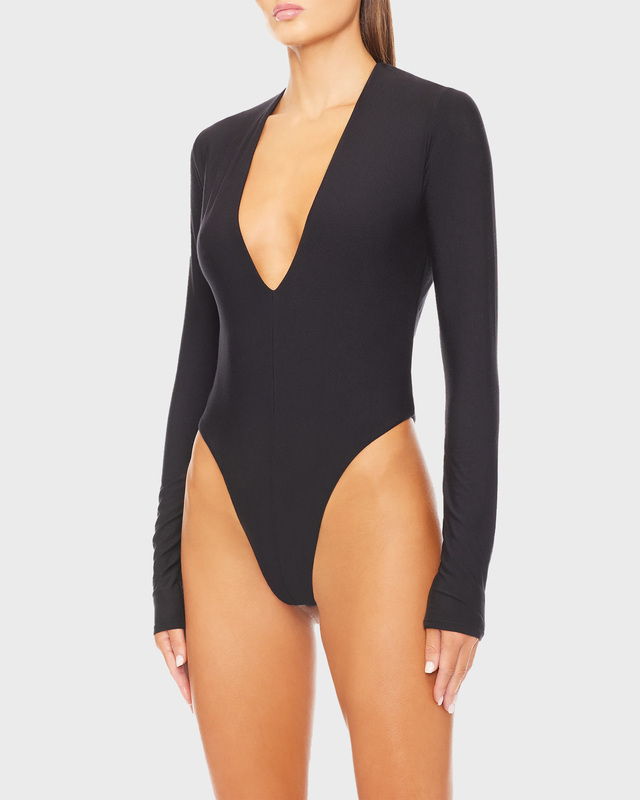 Éterne Body Long Sleeve Deep V Black S