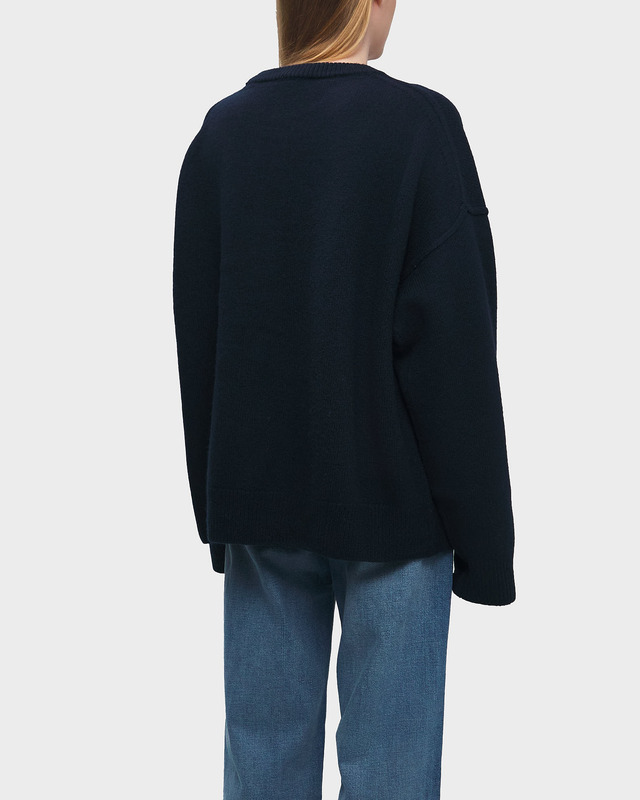 Ganni Sweater Boiled Wool O-Neck Blue XXS/XS