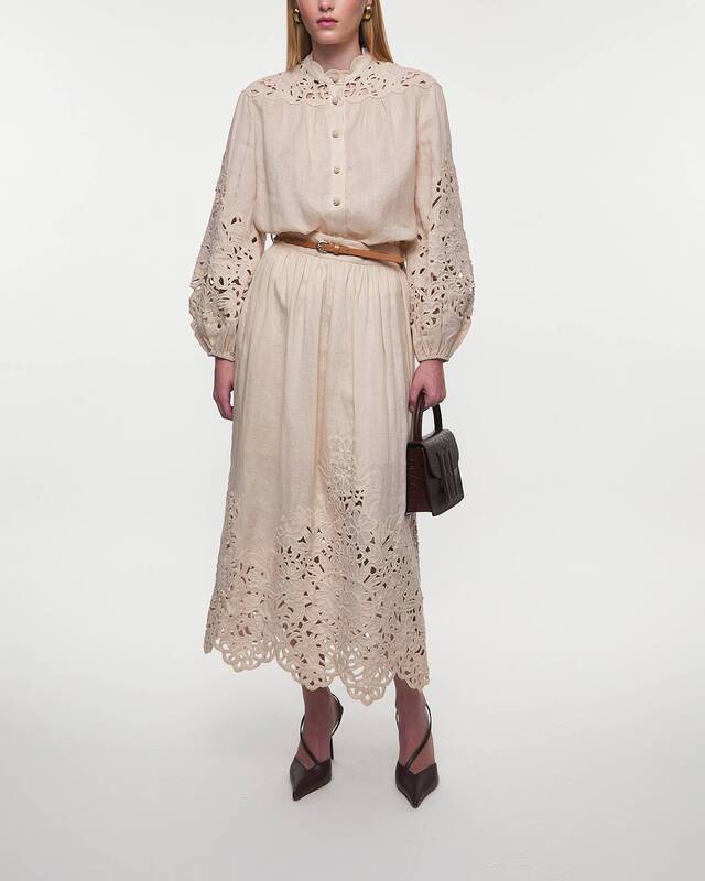 ZIMMERMANN Blus Wylie Embroidered  Creme 1 (S-M)