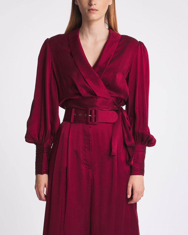 ZIMMERMANN Silk Wrap Top Burgundy  1 (S-M)