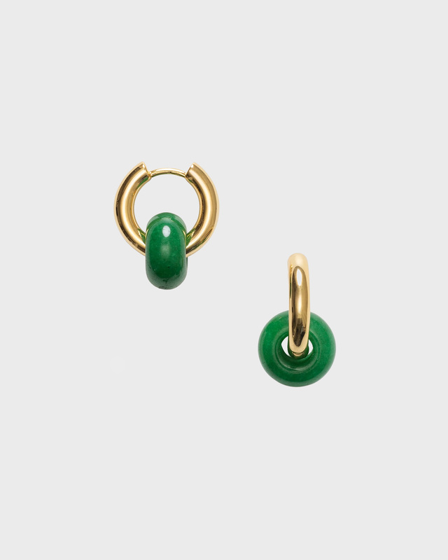 Earrings Glazed Donut Hoops Green